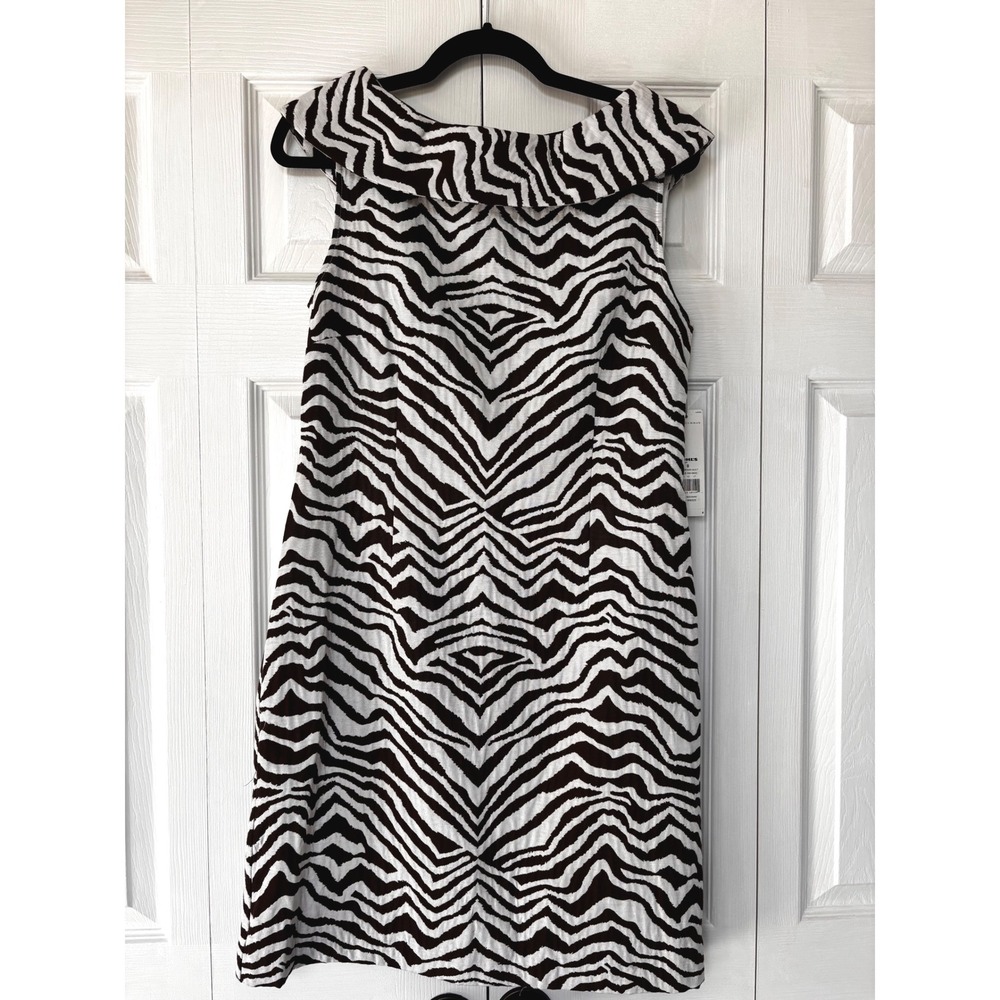 Dana Buchman Ibiza Breeze Zebra Print Sheath Dress Brown White Size 8 NWT - Picture 2 of 14